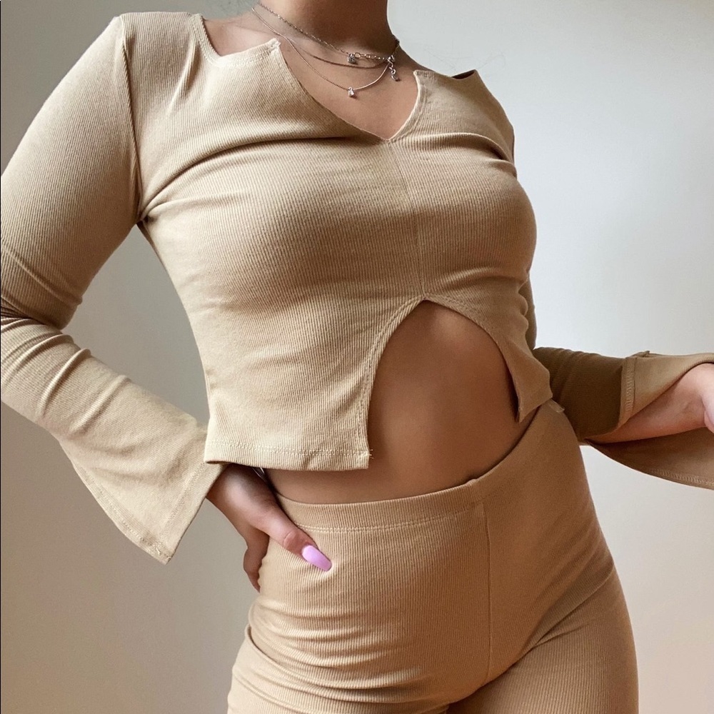 2 pc nude biker set
